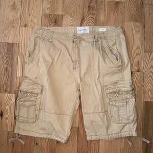 Decibel Mens Khaki Cargo Shorts Size 42 100% Cotton  Pockets